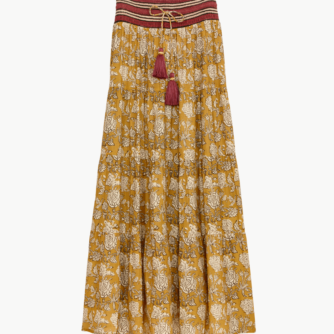 Mabe Tulsi Print Maxi Skirt at Romi Boutique