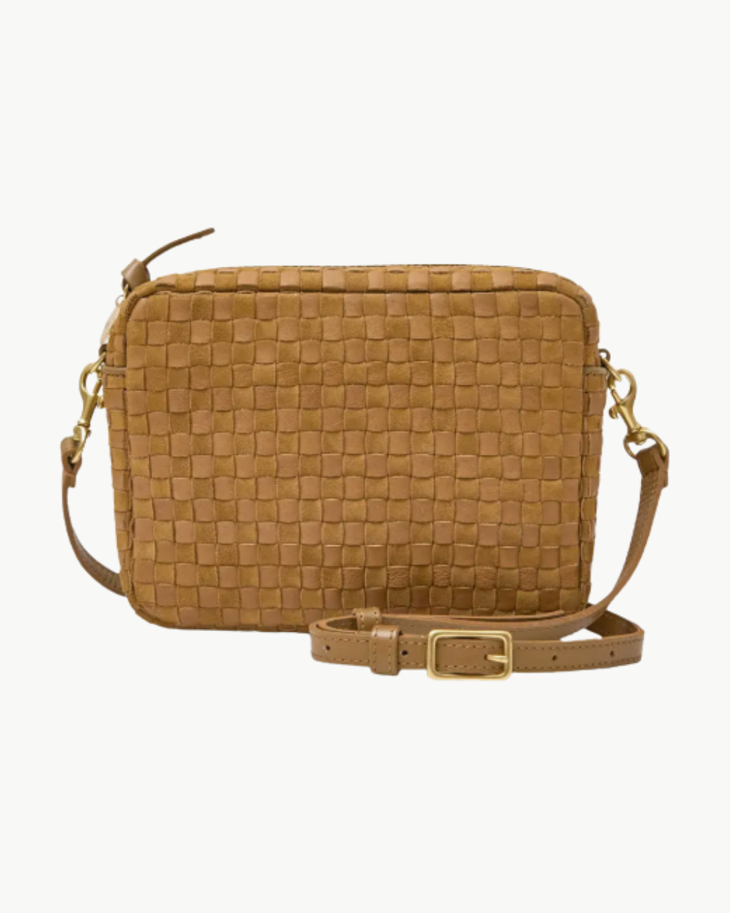 MIDI SAC LEATHER/SUEDE WOVEN CHECKER by Clare V - Romi Boutique