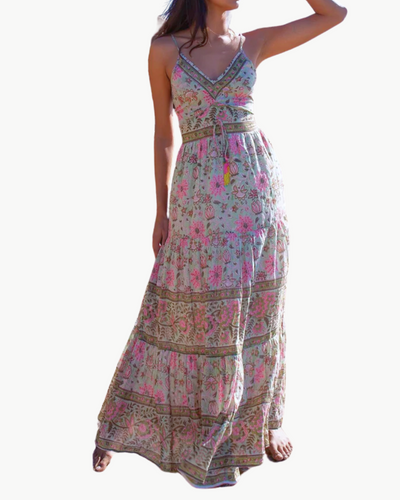 SABRINA MAXI DRESS IN MINT AND PINK FLORAL