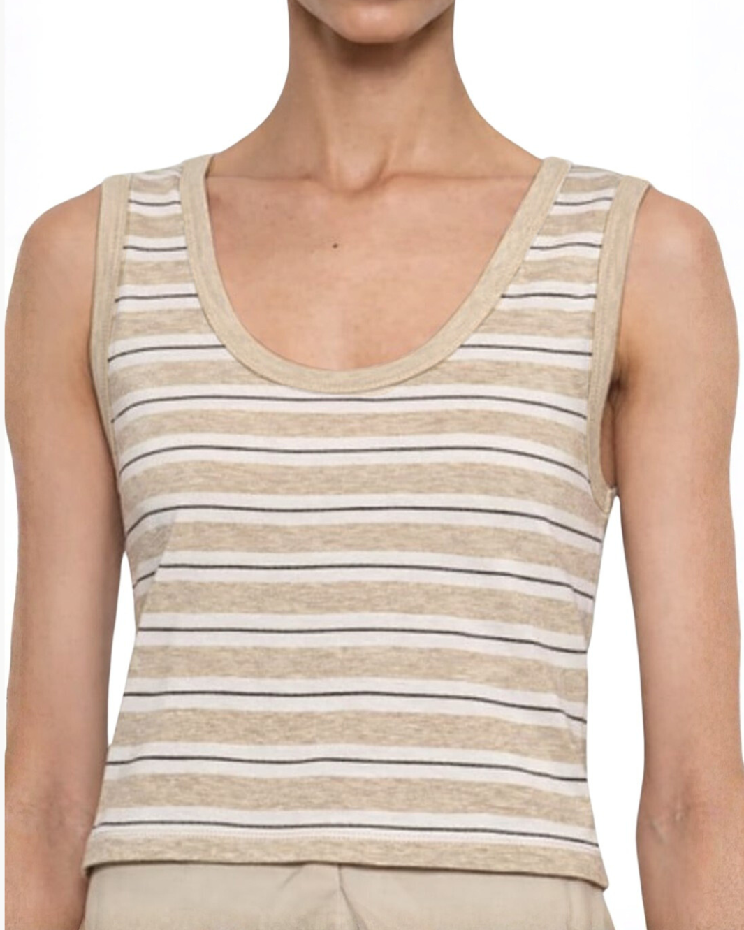 Enza Costa COTTON STRIPE CLASSIC U TANK at Romi Boutique