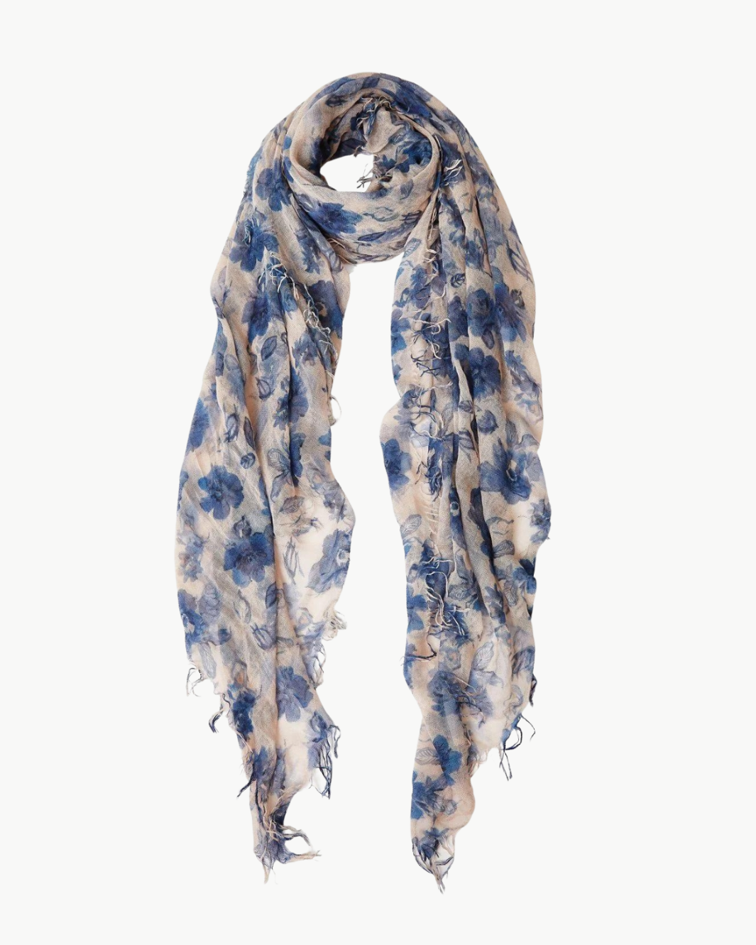 FRENCH FLORAL CASHMERE AND SILK SCARF IN JET STREAM