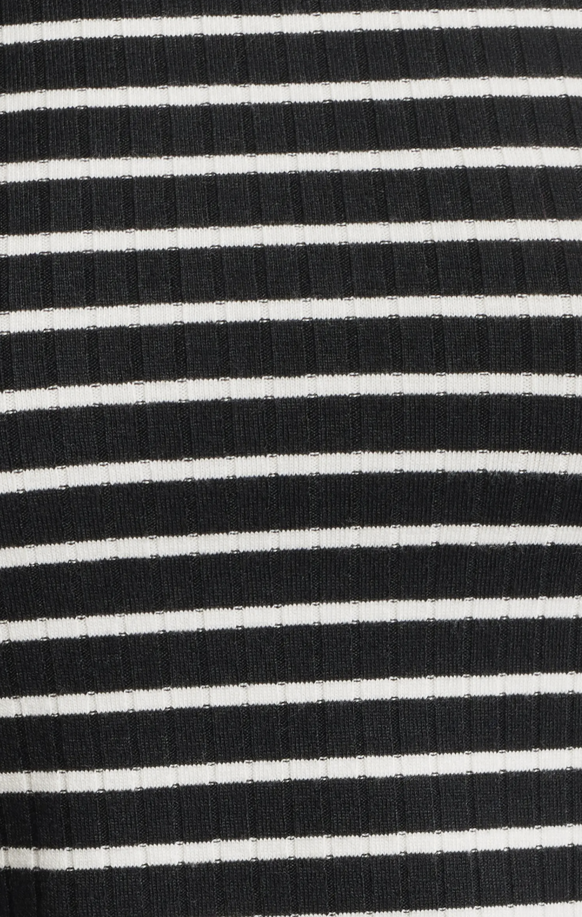 THE KNIT STRIPE RIB TEE IN BLACK MULTI