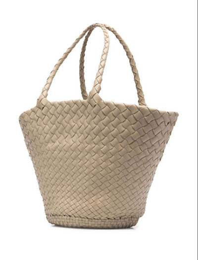 EGOLA WOVEN LEATHER TOTE IN PEARL - Romi Boutique
