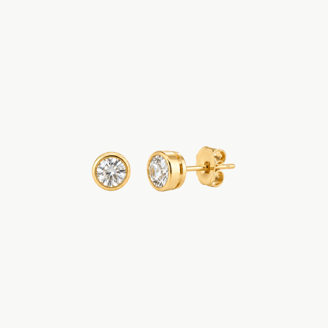 Emerson Stone Solstice Classic Bezel Diamond Studs at Romi Boutique