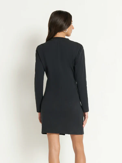 TAYLOR WRAP MINI DRESS IN JET BLACK