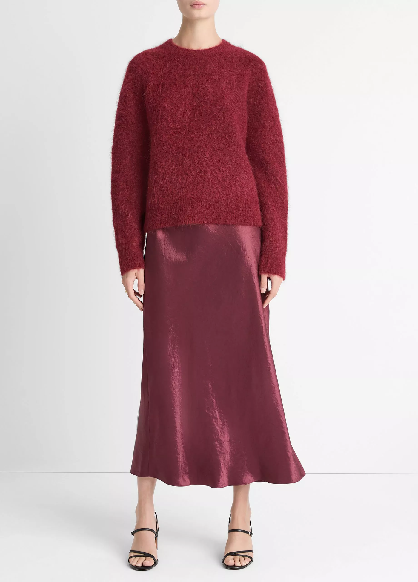 CREW BRUSHED SWEATER IN ROSE WINE - Romi Boutique