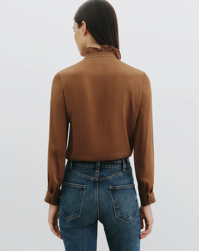 LILY SILK BLOUSE IN COGNAC