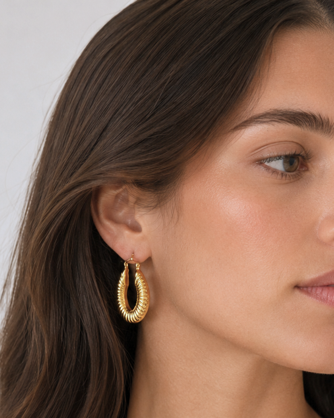 Textured Oval Chunky Hoop Earrings