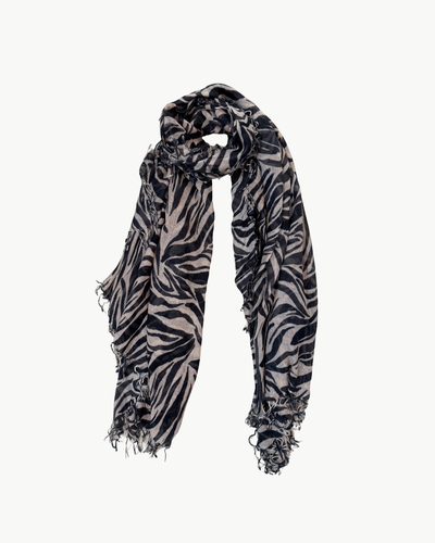 CASHMERE AND SILK SCARF IN MAHOGANY ZEBRA - Romi Boutique