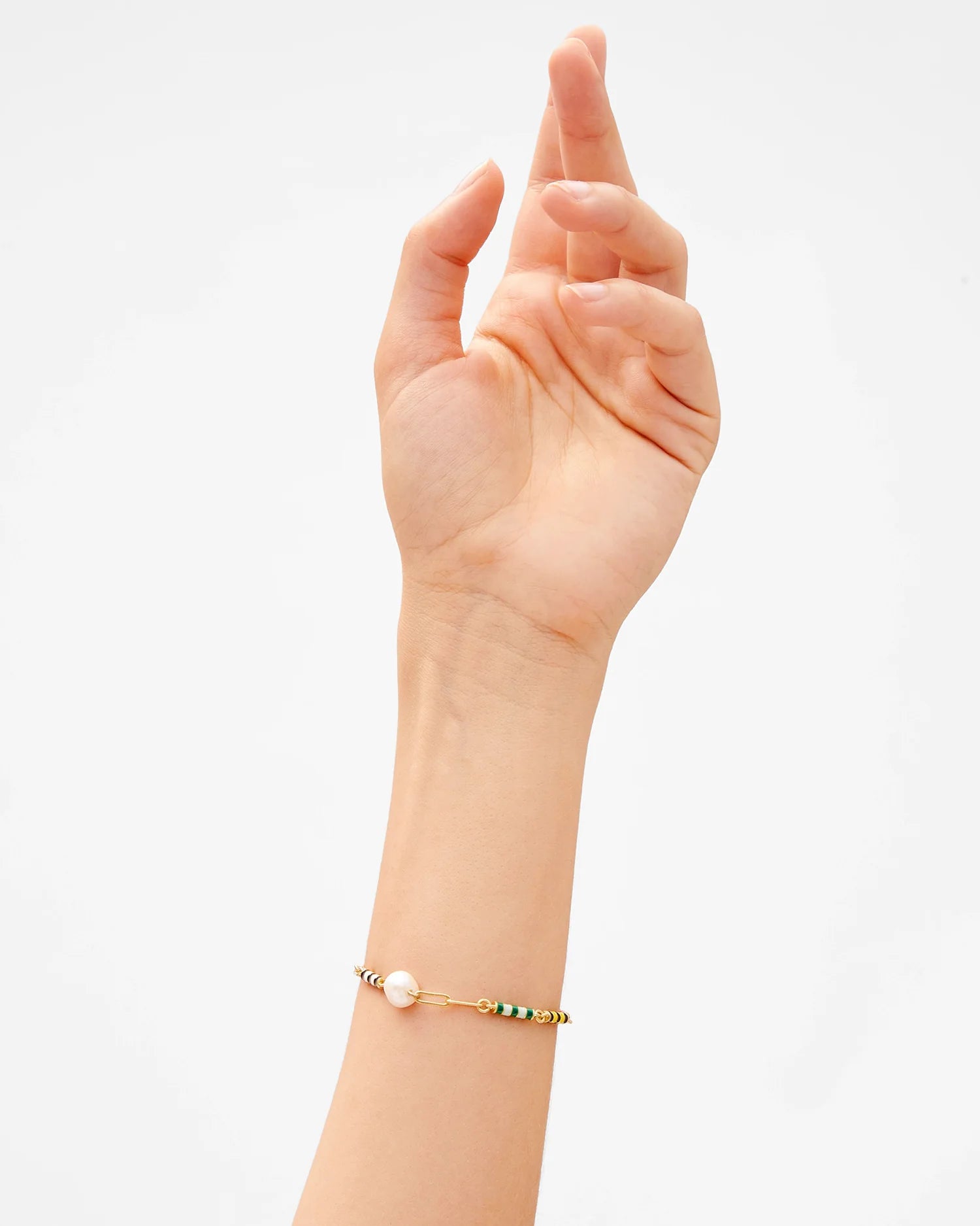 Clare V Le Stripe Pearl Bracelet at Romi Boutique