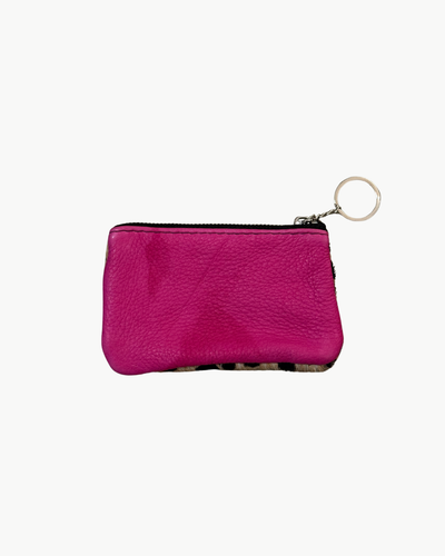 CHEETAH HAIR ON HIDE KEYCHAIN IN HOT PINK LEATHER