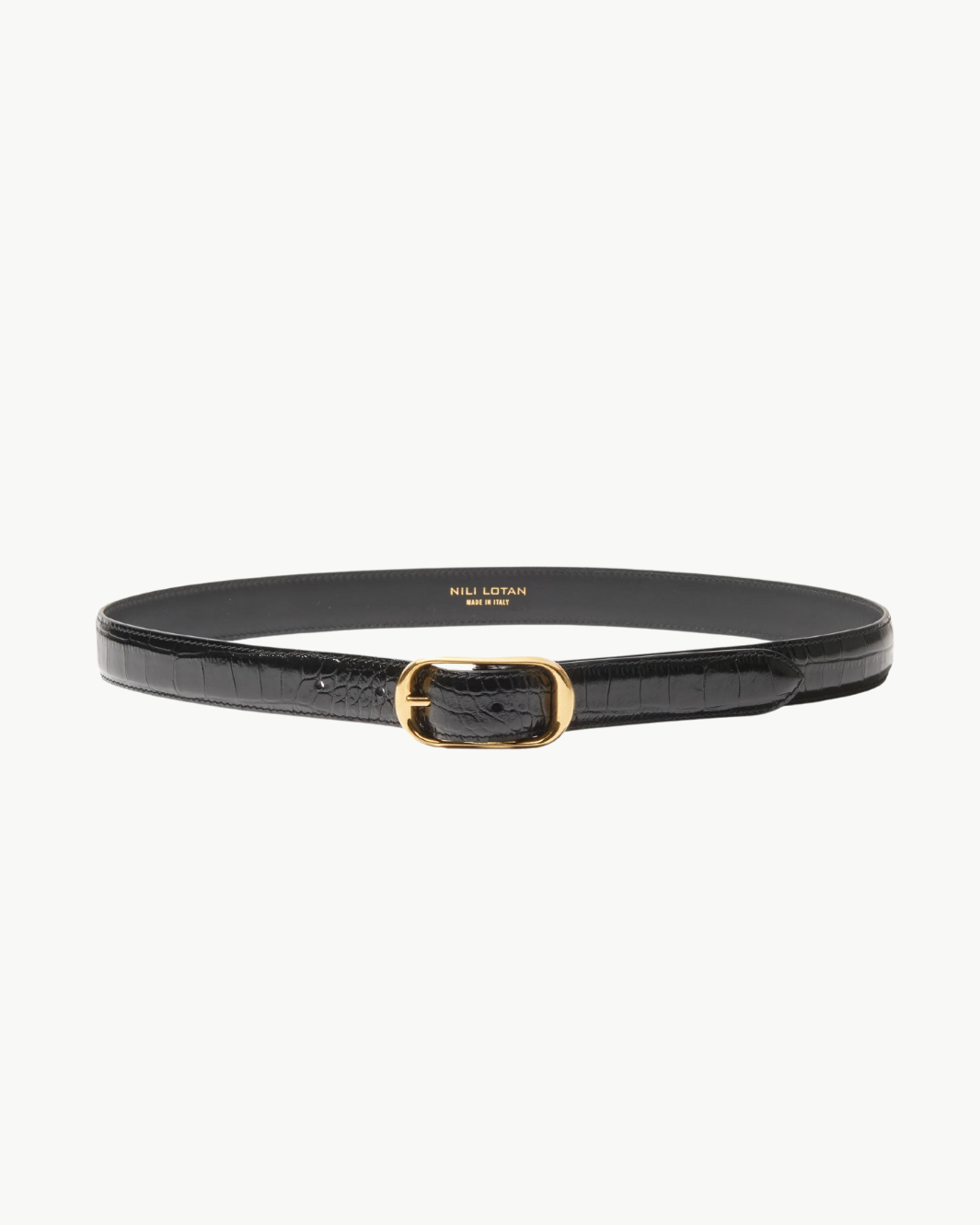 REINE EMBOSSED CROC BELT IN BLACK