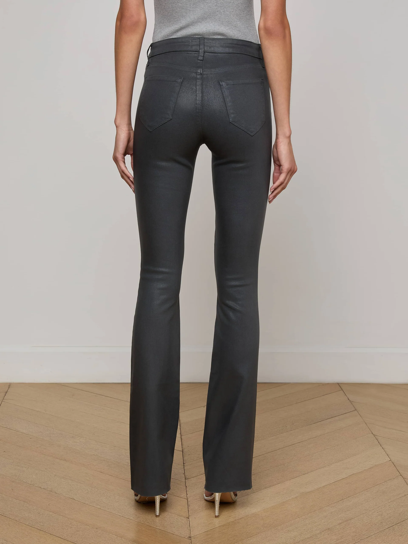 RUTH STRAIGHT-LEG JEAN IN DARK SLATE GREY COATED