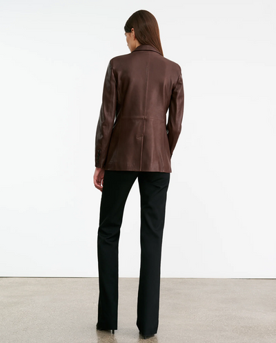 BELMONDE LEATHER TAILORED JACKET IN BORDEAUX