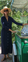 BOYFRIEND MAXI DRESS GAUZE IN NAVY - Romi Boutique
