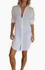 BOYFRIEND TUNIC DRESS GAUZE IN WHITE - Romi Boutique