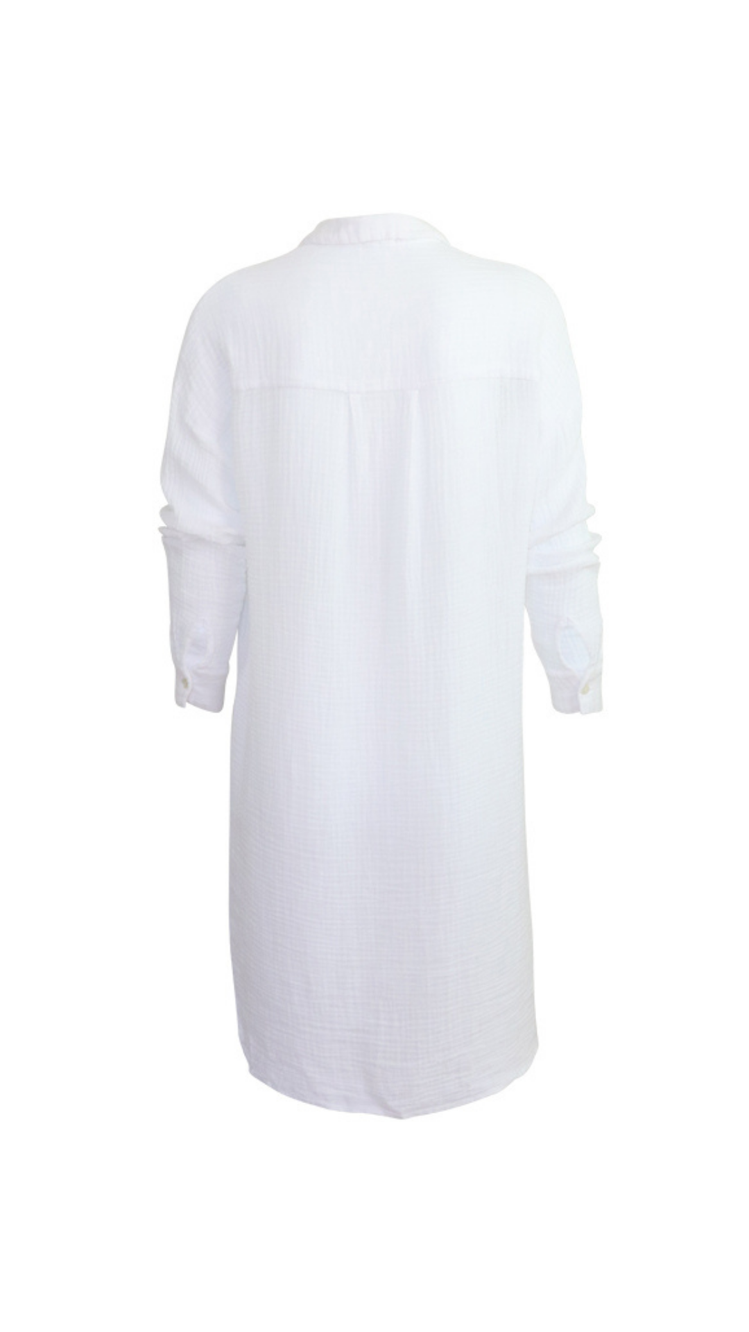 BOYFRIEND TUNIC DRESS GAUZE IN WHITE - Romi Boutique
