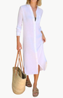 BOYFRIEND MAXI DRESS GAUZE IN WHITE - Romi Boutique