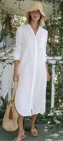BOYFRIEND MAXI DRESS GAUZE IN WHITE - Romi Boutique