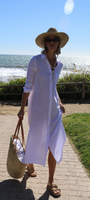 BOYFRIEND MAXI DRESS GAUZE IN WHITE - Romi Boutique
