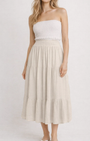 SMOCKED MAXI SKIRT GAUZE IN BIRCH - Romi Boutique