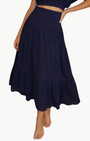 SMOCKED MAXI SKIRT GAUZE IN NAVY - Romi Boutique