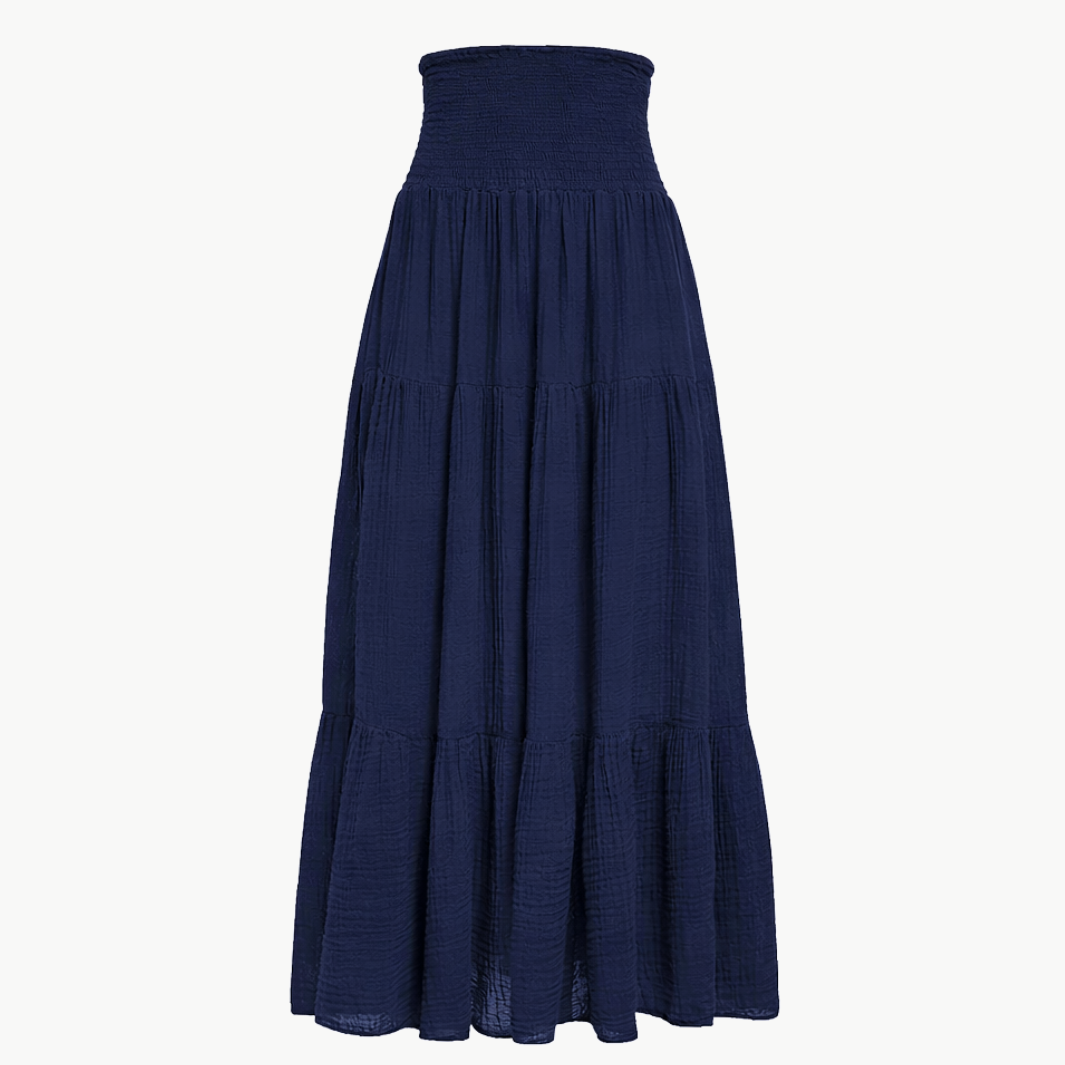 SMOCKED MAXI SKIRT GAUZE - Romi Boutique