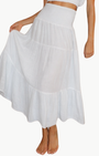 SMOCKED MAXI SKIRT GAUZE IN WHITE - Romi Boutique