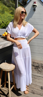 SMOCKED MAXI SKIRT GAUZE IN WHITE - Romi Boutique