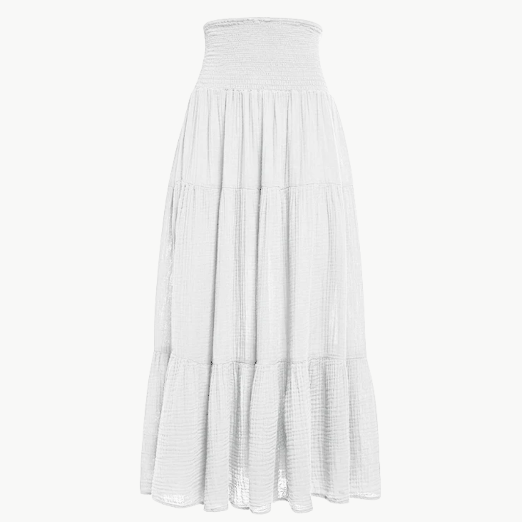 SMOCKED MAXI SKIRT GAUZE - Romi Boutique