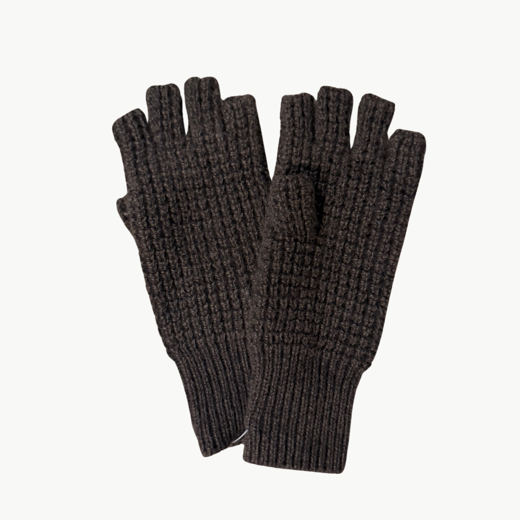 Autumn Cashmere THERMAL FINGERLESS GLOVES IN MULCH at Romi Boutique