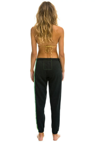 5 STRIPE WOMEN'S SWEATPANT IN CHARCOAL/PINK/GREEN - Romi Boutique