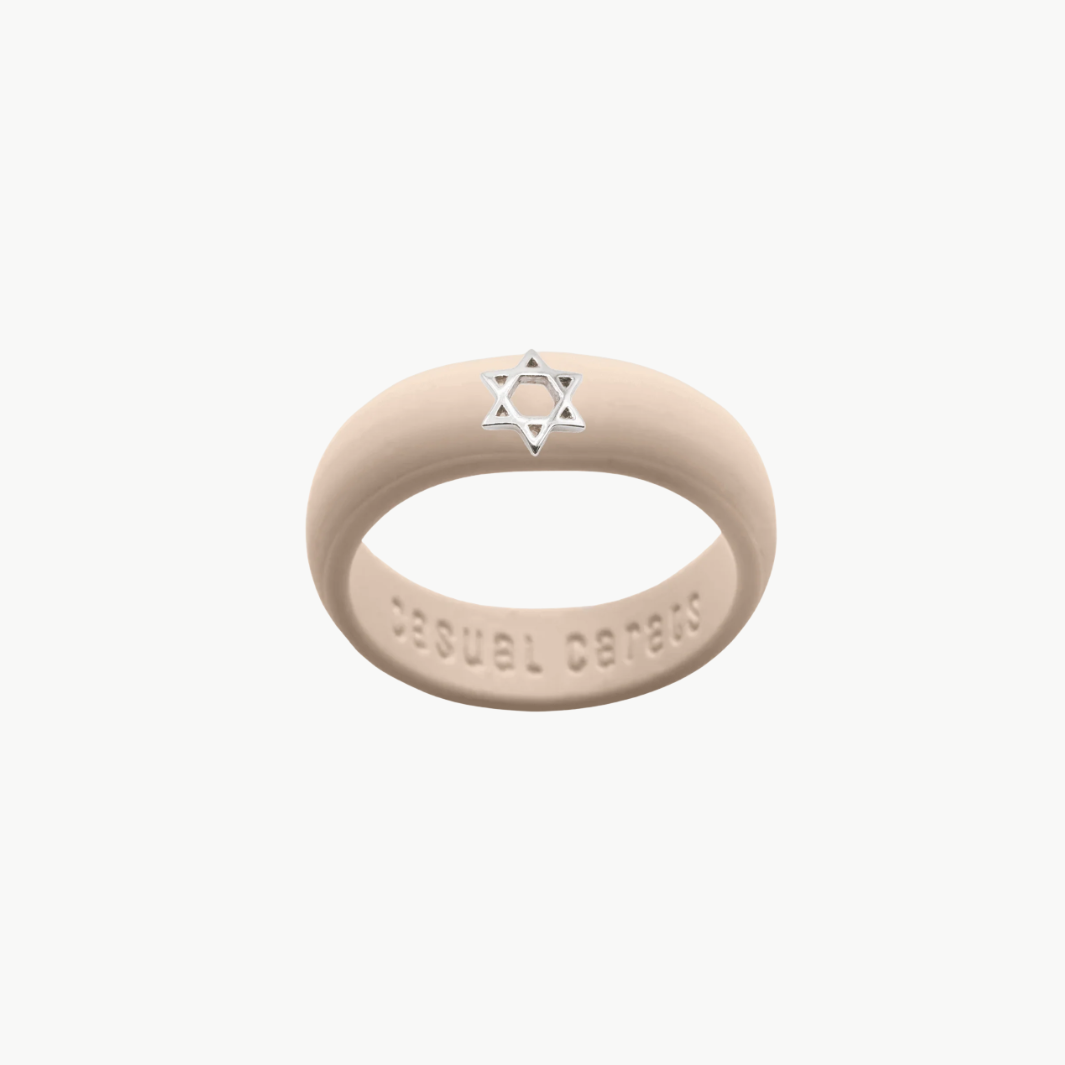 Sterling Silver Star of David Silicone Ring