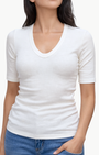 Enza Costa TEXTURED RIB HALF SLEEVE U at Romi Boutique