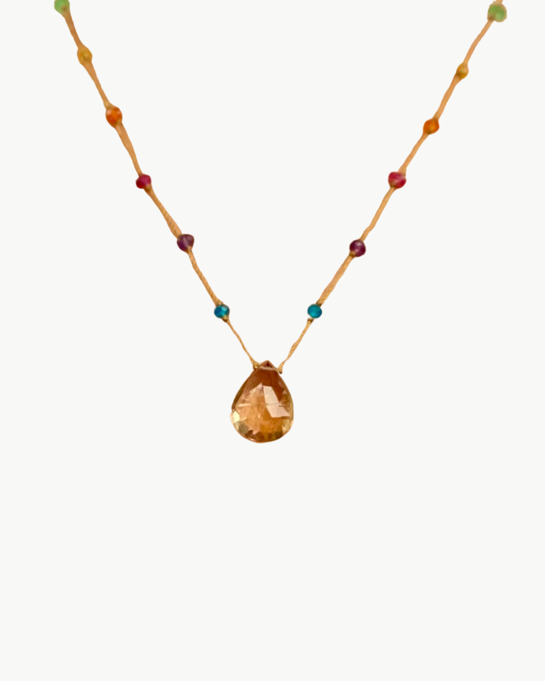Amalia AMETRINE NECKLACE IN RAINBOW DROP at Romi Boutique