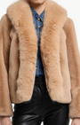 DASHA FAUX FUR JACKET IN BEIGE - Romi Boutique