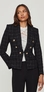 ELSA WINDOWPANE TWEED BLAZER IN BLACK/WHITE - Romi Boutique