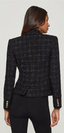 ELSA WINDOWPANE TWEED BLAZER IN BLACK/WHITE - Romi Boutique