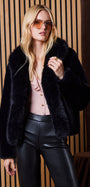 DASHA FAUX FUR JACKET IN BLACK - Romi Boutique