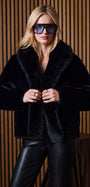 DASHA FAUX FUR JACKET IN BLACK - Romi Boutique
