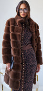 CHRISTIE FAUX FUR COAT IN HAZELNUT - Romi Boutique