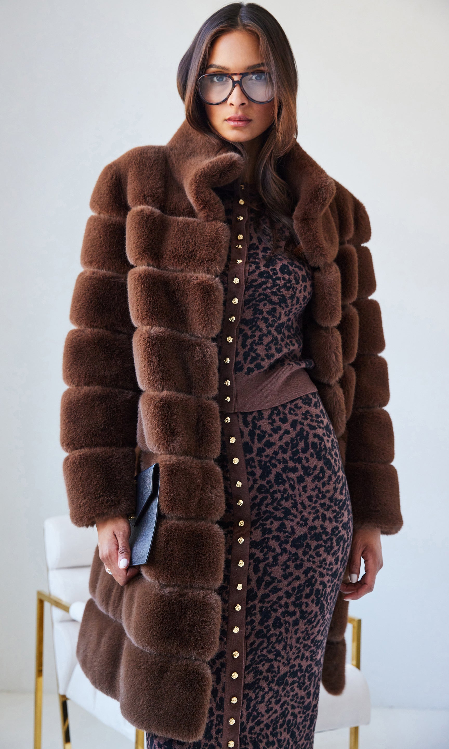 CHRISTIE FAUX FUR COAT IN HAZELNUT - Romi Boutique