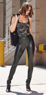 GIGI LACE BODYSUIT IN BLACK/BEIGE - Romi Boutique