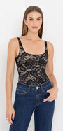GIGI LACE BODYSUIT IN BLACK/BEIGE - Romi Boutique