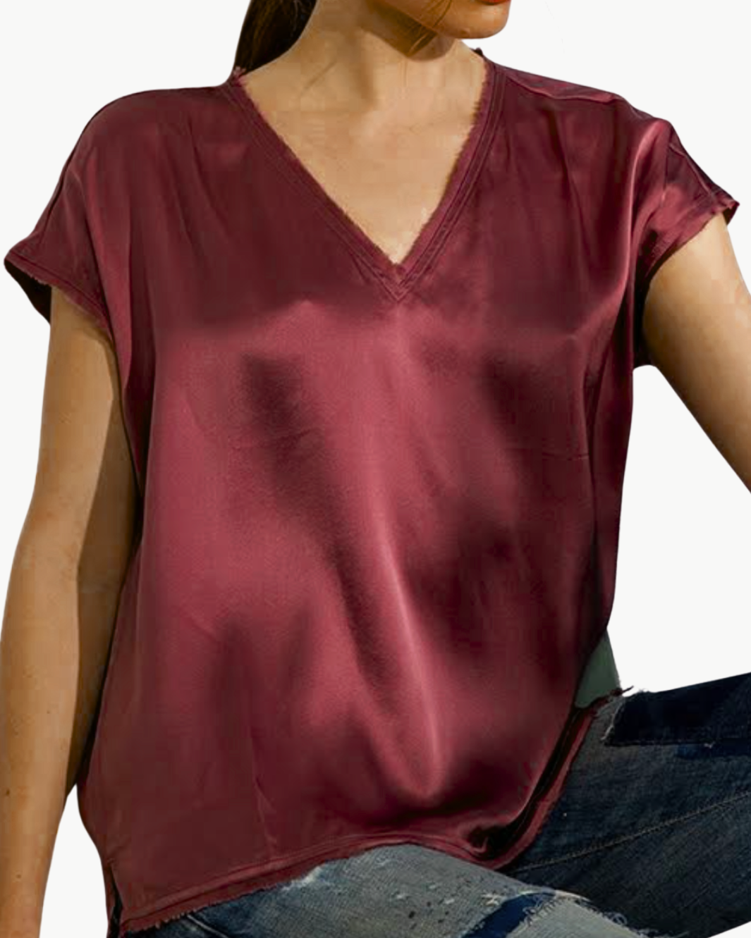 GO RAW REVISITED TEE LUXE IN BURGUNDY - Romi Boutique