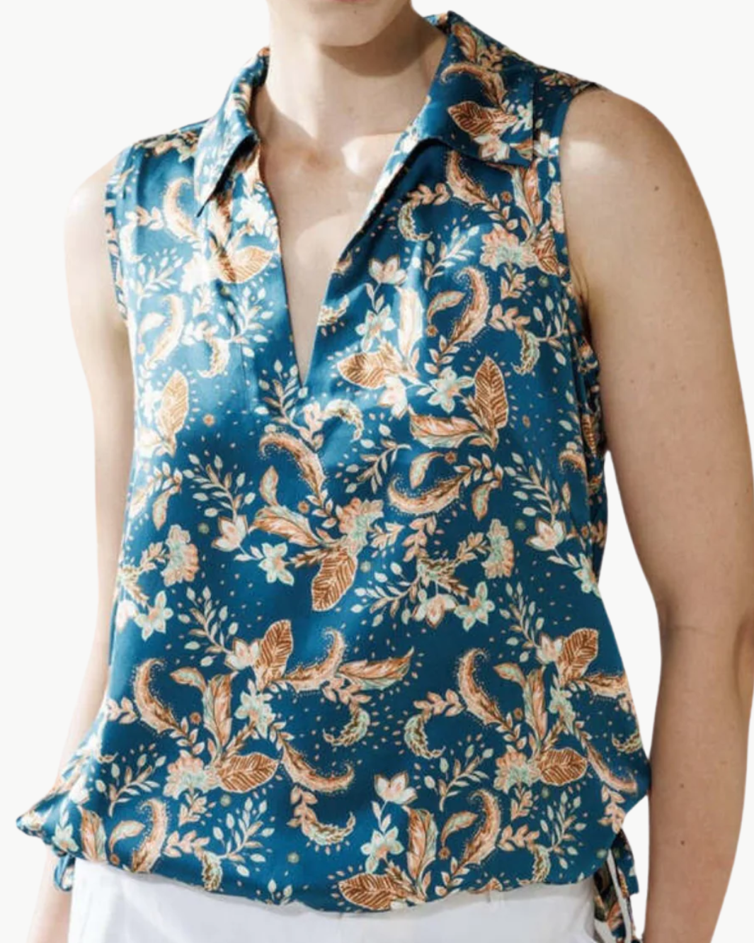 GO PULL SOME STRINGS TOP IN BYZANTINE PAISLEY by Go Silk - Romi Boutique