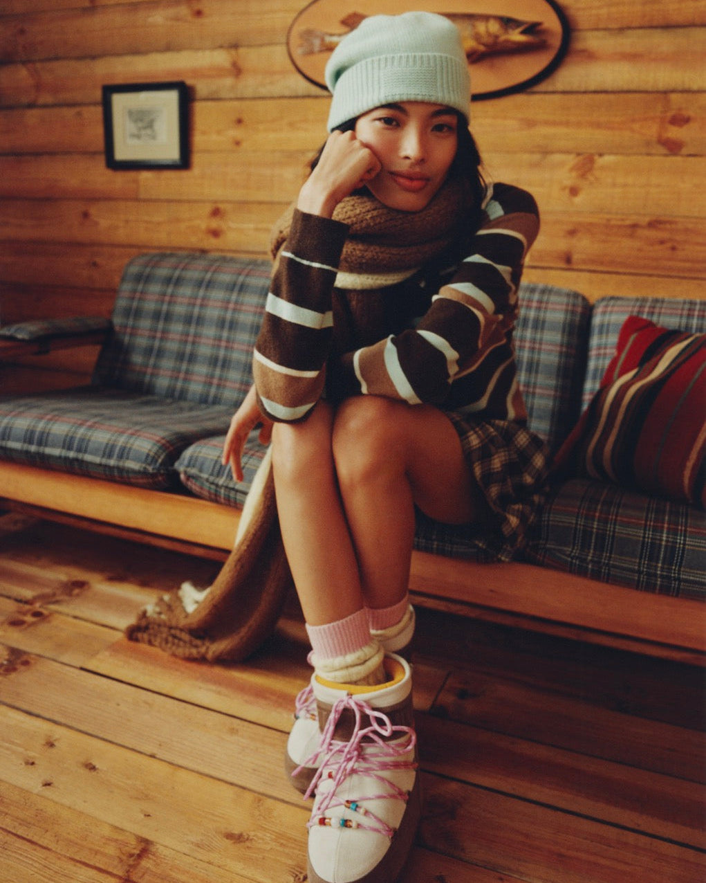 RIB CUFF BEANIE IN SEAGLASS - Romi Boutique