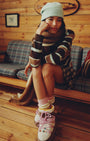RIB CUFF BEANIE IN SEAGLASS - Romi Boutique