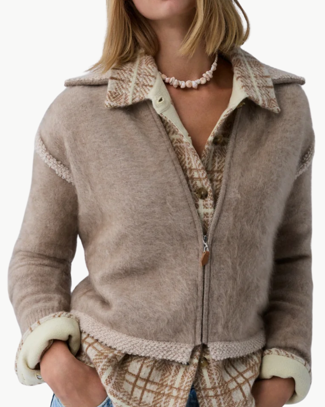 GRIZZLY FRANKIE JACKET IN TAUPE/OATMEAL - Romi Boutique