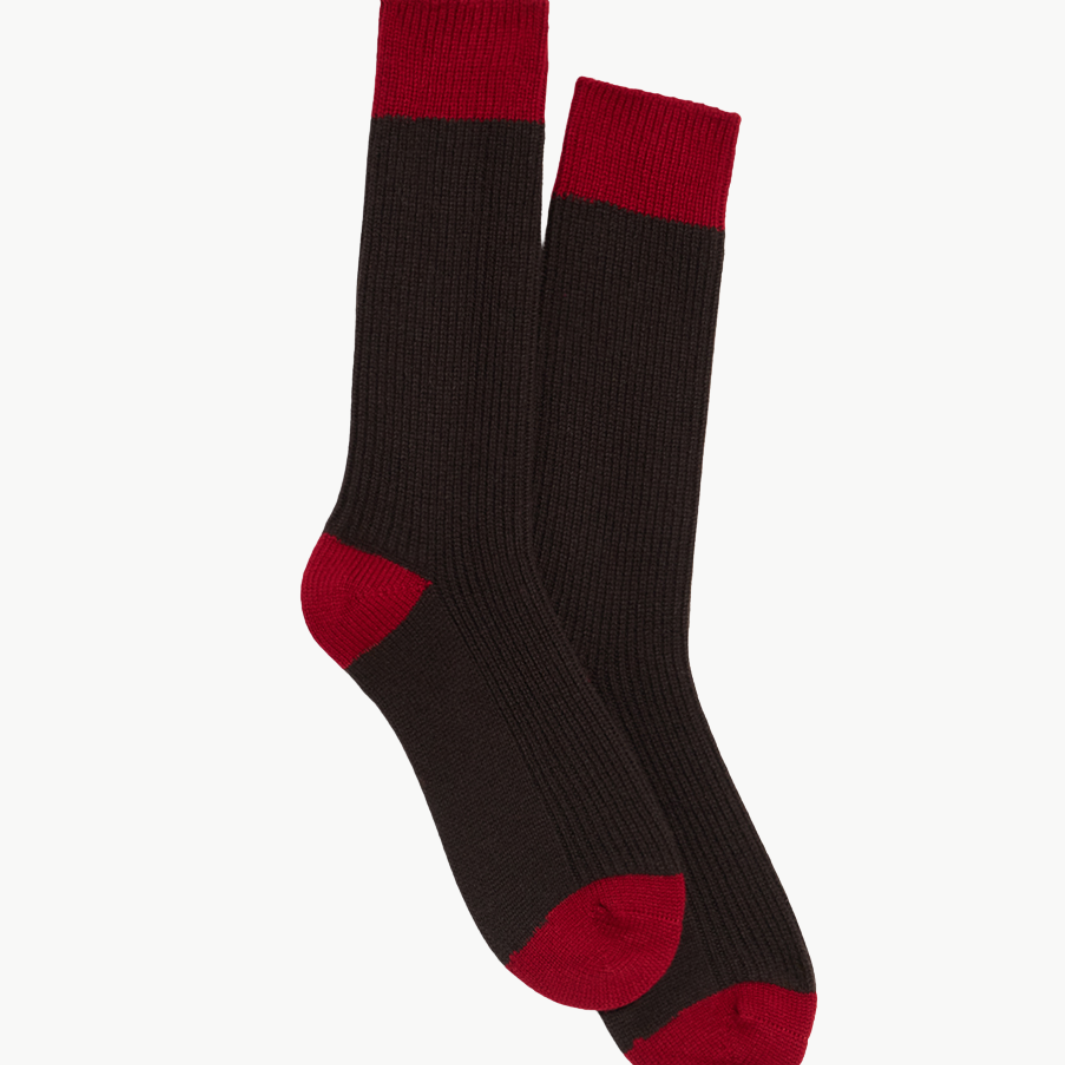 THE SOFT SOCKS IN BURNT COCOA/RUBY - Romi Boutique